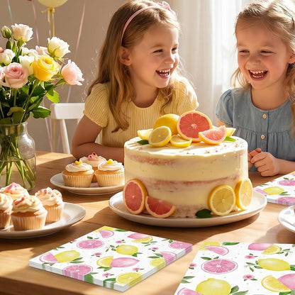 40Pcs Lemons Paper Napkins Yellow Citrus Fruit Disposable Party Napkin Citrus Decorative Dinner Napkin Luncheon Napkins for Party Supplies Table Decor