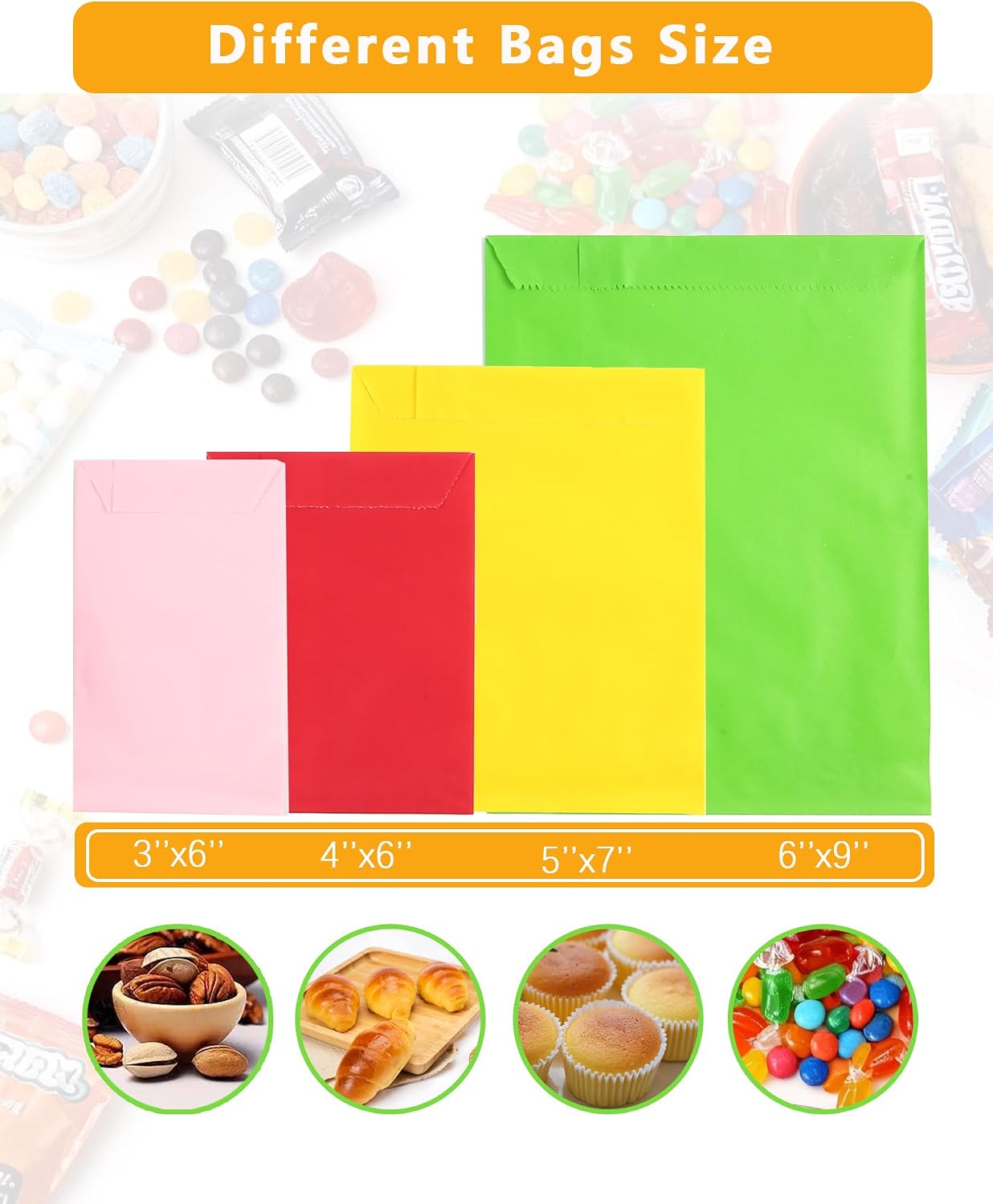Yellow Paper Treat Bags 6 x 4 Yellow Paper Candy Bags for Candy Buffet (100 CT, 6 x 4 IN)
