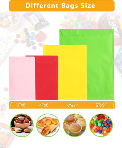 Yellow Paper Treat Bags 6 x 4 Yellow Paper Candy Bags for Candy Buffet (100 CT, 6 x 4 IN)