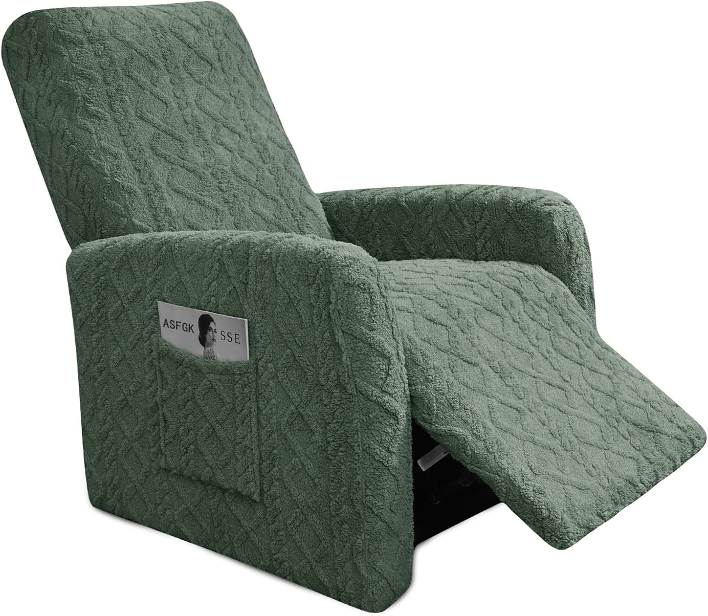Recliner Chair Covers Small Lazy Boy Reclining Slipcover,Green | 4 Pieces Stretch Plush Small Recliner Sofa Slipcover with Pocket,Pets Friendly,Furniture Protector for Living Room