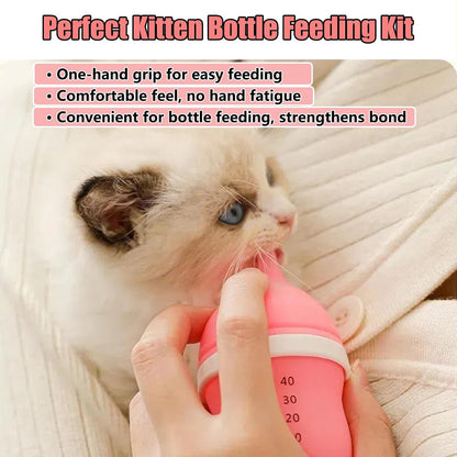 Kitten Bottles for Nursing,Puppy Bottles for Nursing Puppy Milk, Anti-Choking Puppy Feeder Design, with 2 Extra Replaceable Silicone Nipples for Convenient Replacement(Yellow)