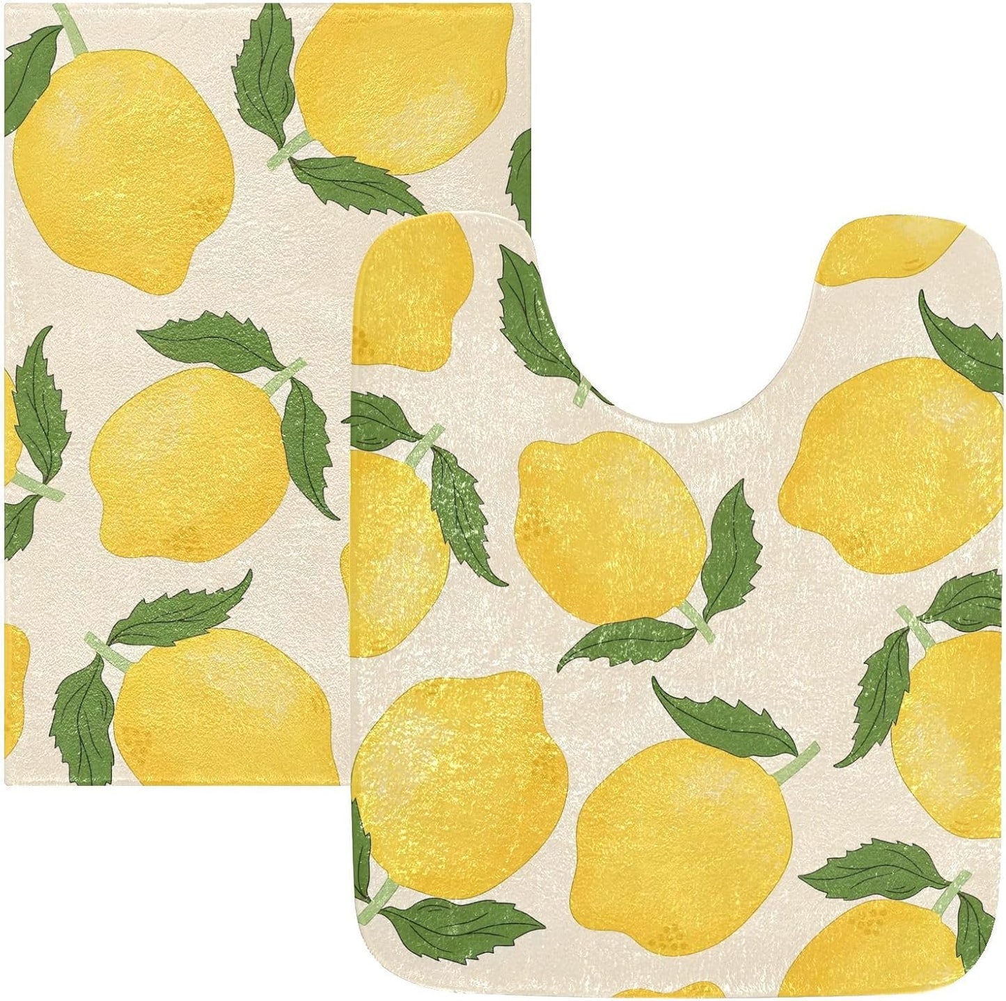 Yellow Lemon Bath Mats for Bathroom Floor Ultra Soft Bathmat Absorption Bathroom Rugs Non Slip Washable-Re