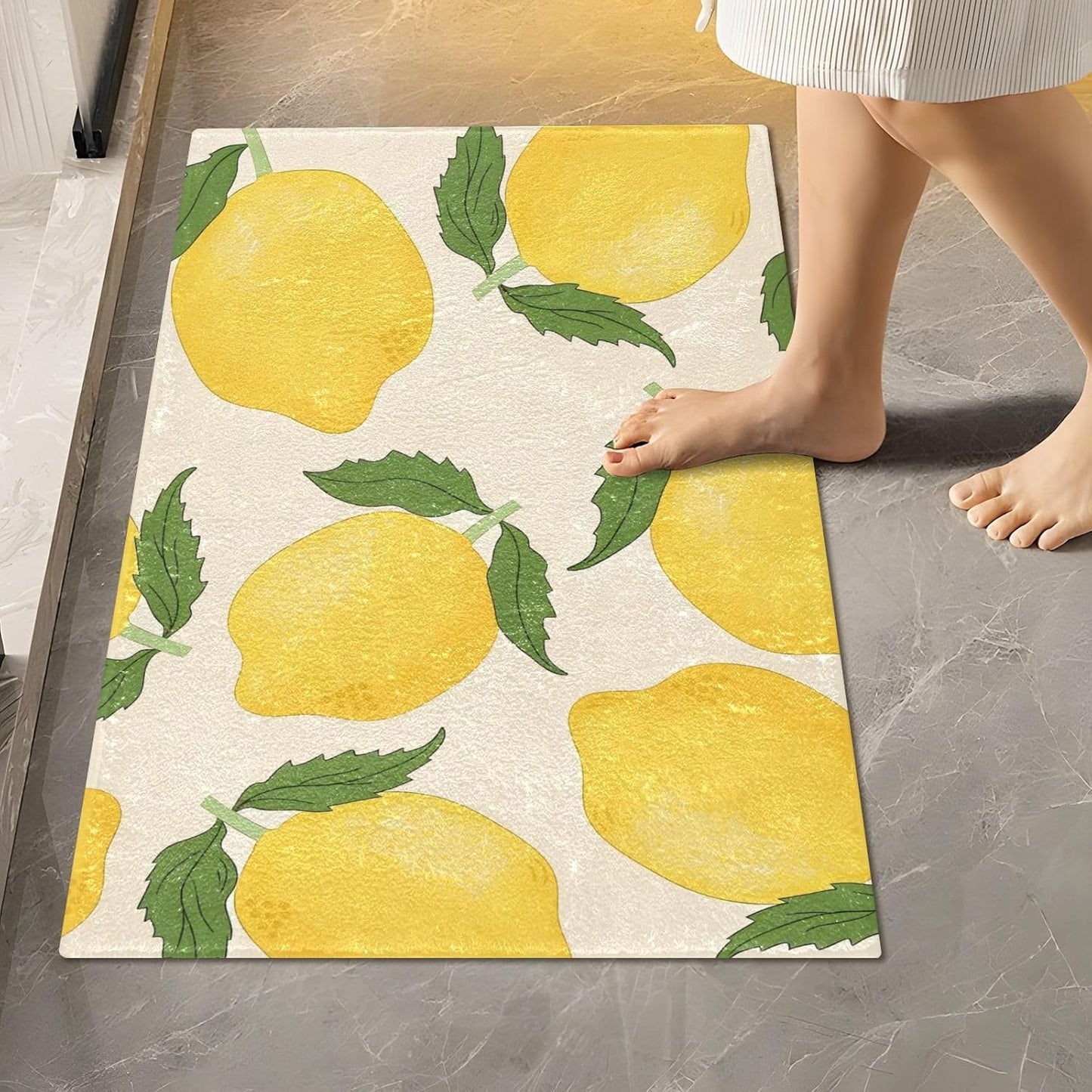 Yellow Lemon Bath Mats for Bathroom Floor Ultra Soft Bathmat Absorption Bathroom Rugs Non Slip Washable-Re