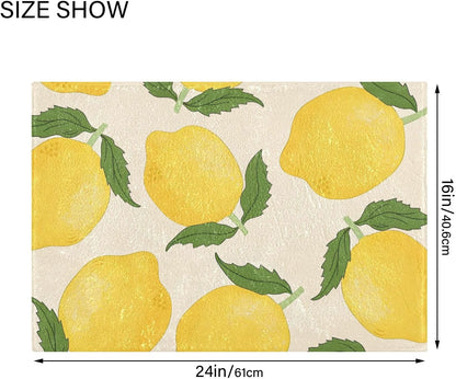 Yellow Lemon Bath Mats for Bathroom Floor Ultra Soft Bathmat Absorption Bathroom Rugs Non Slip Washable-Re