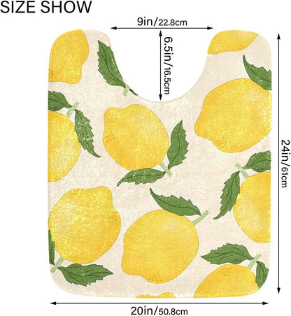Yellow Lemon Bath Mats for Bathroom Floor Ultra Soft Bathmat Absorption Bathroom Rugs Non Slip Washable-Re