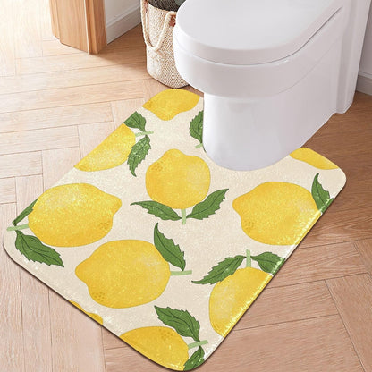 Yellow Lemon Bath Mats for Bathroom Floor Ultra Soft Bathmat Absorption Bathroom Rugs Non Slip Washable-Re