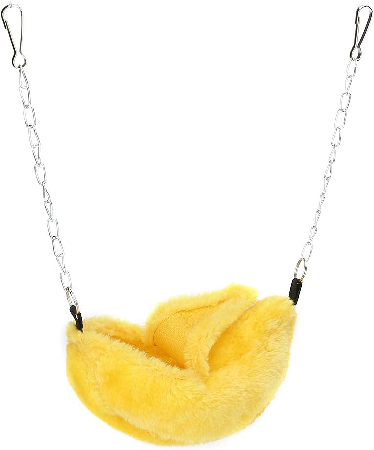 Pet Bed Plush Banana Shaped 6.5cm Hanging Hamster Bedding Soft Washable 2 in 1 House and Swing for Hamsters Rats Guinea Pigs Small Pets (Yellow)