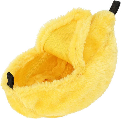 Pet Bed Plush Banana Shaped 6.5cm Hanging Hamster Bedding Soft Washable 2 in 1 House and Swing for Hamsters Rats Guinea Pigs Small Pets (Yellow)
