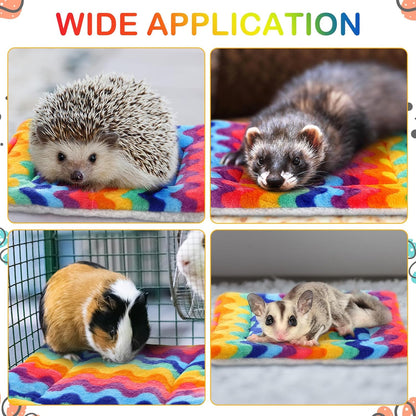 Haull 4 Pcs Waterproof Guinea Pig Bedding Soft Dog Cat Bed Crate Mat Small Animal Plush Cage Liners Rabbit Bunny Kennel Pad Reversible Cozy Pee Thickened Hamster Pad(Tie Dyed,13 x 18.5 Inch)