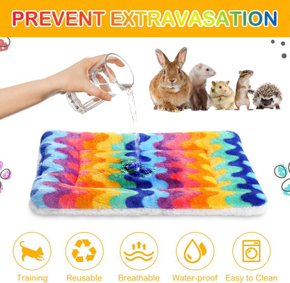 Haull 4 Pcs Waterproof Guinea Pig Bedding Soft Dog Cat Bed Crate Mat Small Animal Plush Cage Liners Rabbit Bunny Kennel Pad Reversible Cozy Pee Thickened Hamster Pad(Tie Dyed,13 x 18.5 Inch)