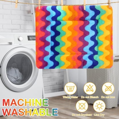 Haull 4 Pcs Waterproof Guinea Pig Bedding Soft Dog Cat Bed Crate Mat Small Animal Plush Cage Liners Rabbit Bunny Kennel Pad Reversible Cozy Pee Thickened Hamster Pad(Tie Dyed,13 x 18.5 Inch)