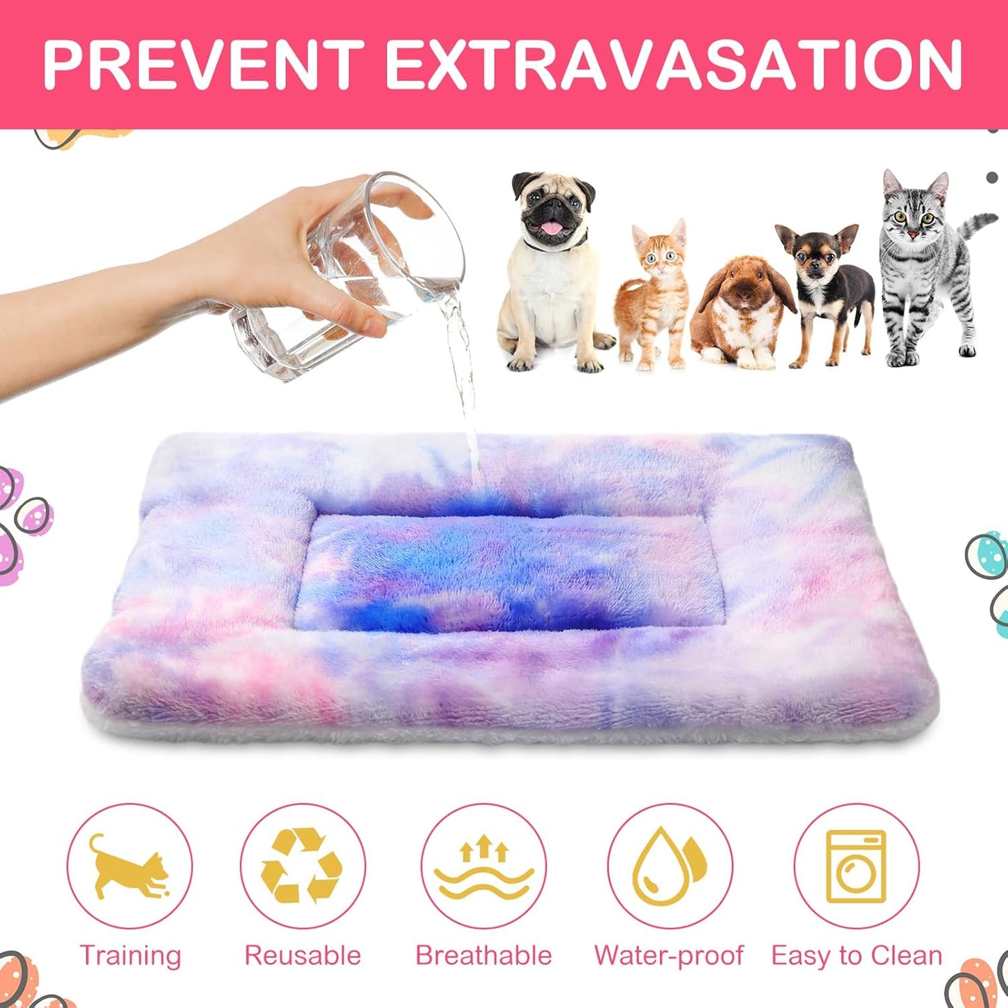 Haull 4 Pcs Waterproof Guinea Pig Bedding Soft Dog Cat Bed Crate Mat Small Animal Plush Cage Liners Rabbit Bunny Kennel Pad Reversible Cozy Pee Thickened Hamster Pad(Tie Dyed,13 x 18.5 Inch)