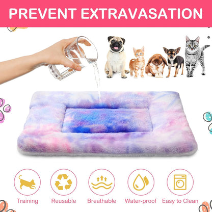 Haull 4 Pcs Waterproof Guinea Pig Bedding Soft Dog Cat Bed Crate Mat Small Animal Plush Cage Liners Rabbit Bunny Kennel Pad Reversible Cozy Pee Thickened Hamster Pad(Tie Dyed,13 x 18.5 Inch)