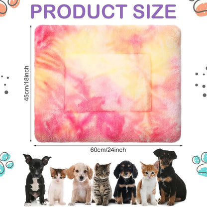 Haull 4 Pcs Waterproof Guinea Pig Bedding Soft Dog Cat Bed Crate Mat Small Animal Plush Cage Liners Rabbit Bunny Kennel Pad Reversible Cozy Pee Thickened Hamster Pad(Tie Dyed,13 x 18.5 Inch)
