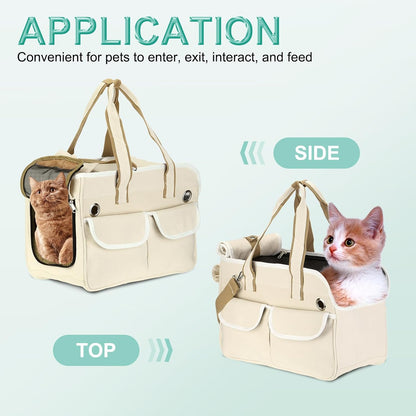 Cat Carrier for Pet, Adjustable Shoulder Strap, Breathable Dog Carrier Cat Carrying Case Animal Travel Bag Up to 16.5 lbs (Yellow), Intended for Hiking/Camping/Traveling