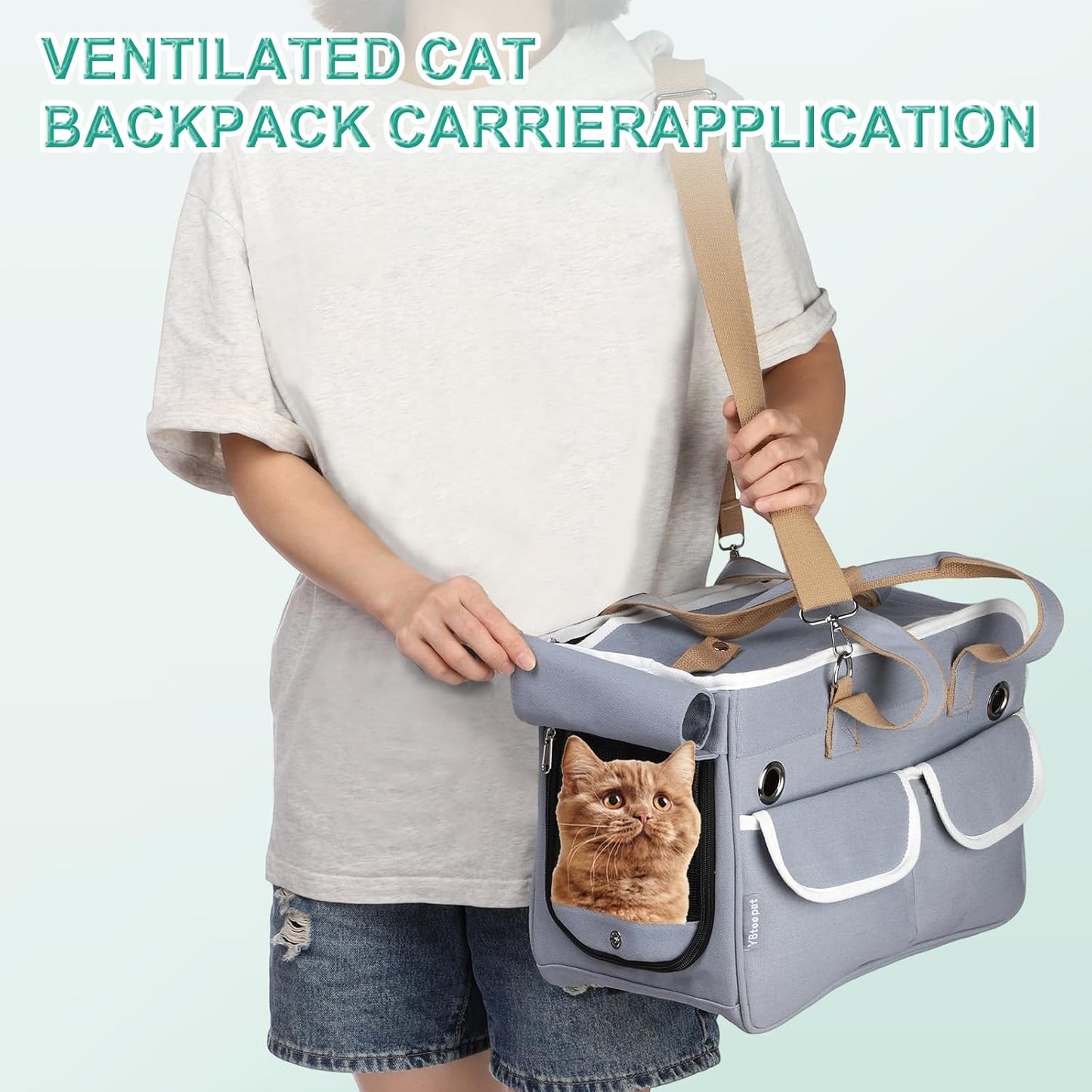 Cat Carrier for Pet, Adjustable Shoulder Strap, Breathable Dog Carrier Cat Carrying Case Animal Travel Bag Up to 16.5 lbs (Yellow), Intended for Hiking/Camping/Traveling