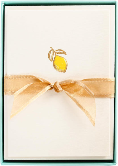 Graphique La Petite Presse Lemon Boxed Notes | Blank Note Cards with Envelopes | 10 Count All Occasion Greeting Card Set | 3.25 x 4.75 Inches | High Quality Thick Paper Stationery with Unique Design
