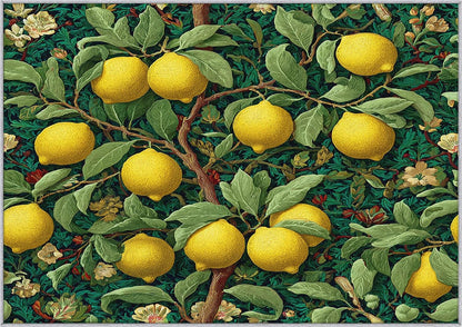Lemon Rug 4x5, Washable Botanical Green Maximalist Pattern Washable Area Rugs for Living Room, Lemon Home Accessories, Soft Non Slip Thin (BH60)
