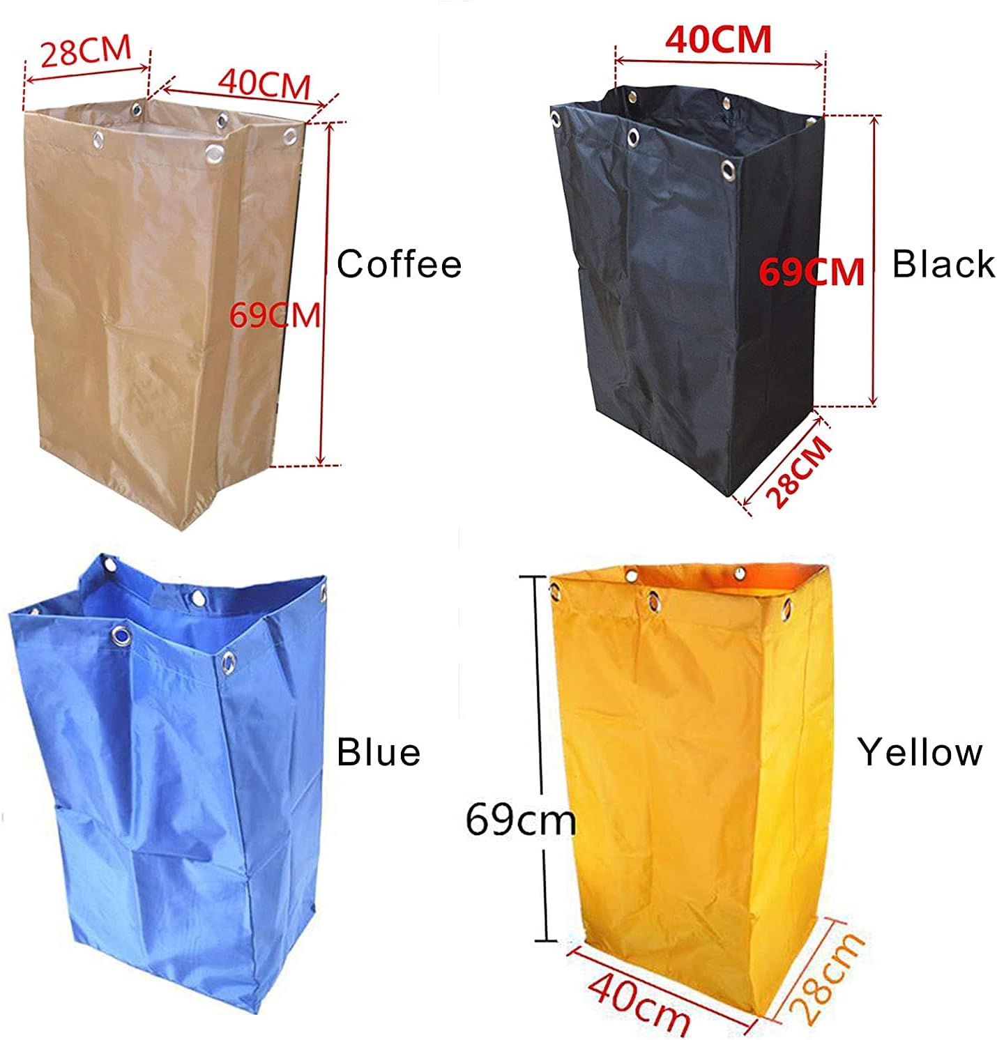 Replacement Janitorial Cart Bag,Waterproof High Capacity Thickened Housekeeping Commercial Janitorial Cleaning Cart Bag(16 x 11 x 27inches) (Yellow)