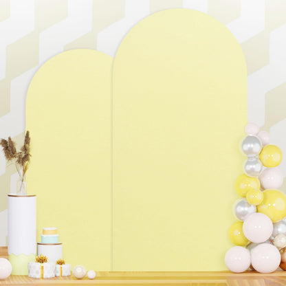 Yellow Arch Cover 7.2ft, 6ft Wedding Arch Stand Cover Yellow Arch Covers Set of 2 Round Top Chiara Backdrop Covers Arch Spandex Cover Stretchy Fabric for Birthday Balloon Party Decoratioin