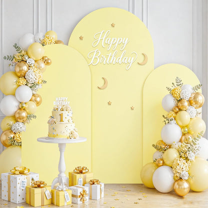 Yellow Arch Cover 7.2ft, 6ft Wedding Arch Stand Cover Yellow Arch Covers Set of 2 Round Top Chiara Backdrop Covers Arch Spandex Cover Stretchy Fabric for Birthday Balloon Party Decoratioin