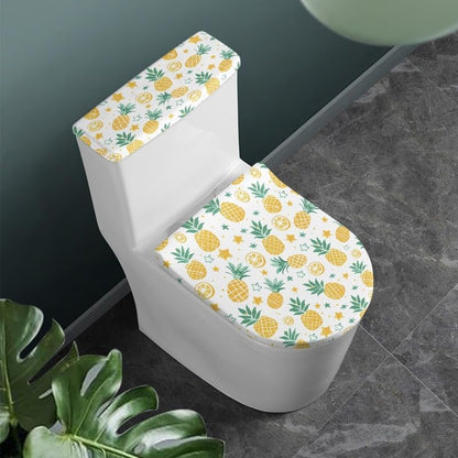 Yellow Pineapple Lemon Toilet Seat Lid Cover Cartoon Fruit Pineapple Bathroom Decor Toilet Replacement Cover Little Fresh Lemon Toilet Seat Covers with Elastic Edge Dust-Proof