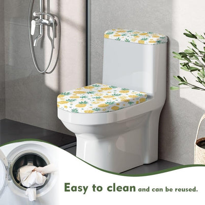 Yellow Pineapple Lemon Toilet Seat Lid Cover Cartoon Fruit Pineapple Bathroom Decor Toilet Replacement Cover Little Fresh Lemon Toilet Seat Covers with Elastic Edge Dust-Proof