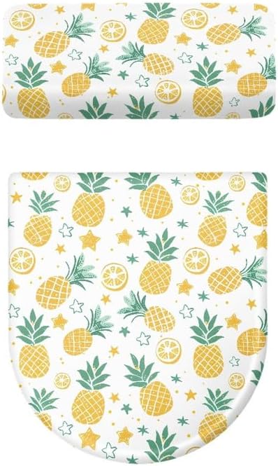 Yellow Pineapple Lemon Toilet Seat Lid Cover Cartoon Fruit Pineapple Bathroom Decor Toilet Replacement Cover Little Fresh Lemon Toilet Seat Covers with Elastic Edge Dust-Proof