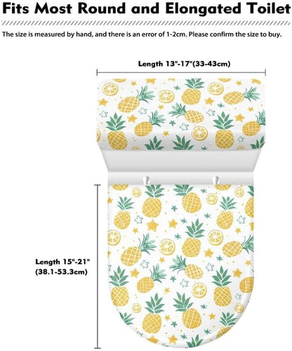 Yellow Pineapple Lemon Toilet Seat Lid Cover Cartoon Fruit Pineapple Bathroom Decor Toilet Replacement Cover Little Fresh Lemon Toilet Seat Covers with Elastic Edge Dust-Proof