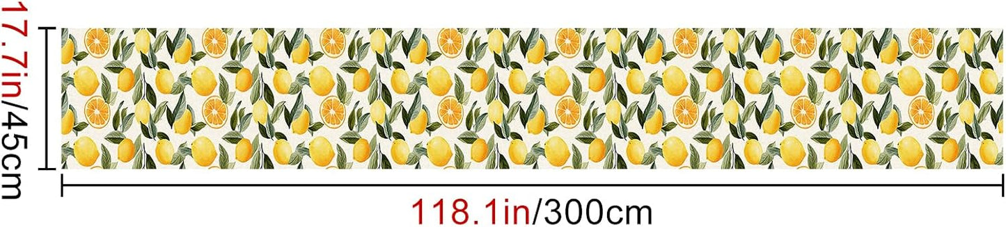 Lemon Leaf Peel and Stick Wallpaper 118.1x17.7 Inch Vinyl | Contact Paper, Wall Covering | Removable Wallpaper, Adhesive Vinyl | Bedroom, Kitchen, Living Room (Lemon Leaf)