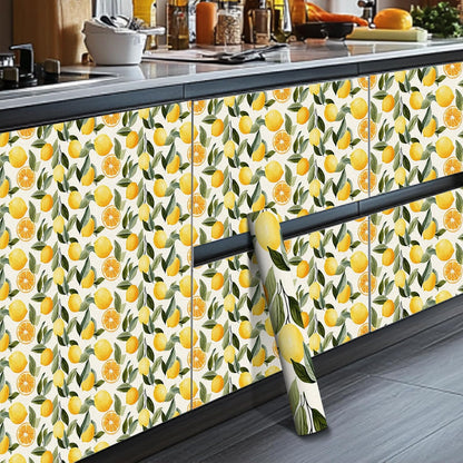 Lemon Leaf Peel and Stick Wallpaper 118.1x17.7 Inch Vinyl | Contact Paper, Wall Covering | Removable Wallpaper, Adhesive Vinyl | Bedroom, Kitchen, Living Room (Lemon Leaf)