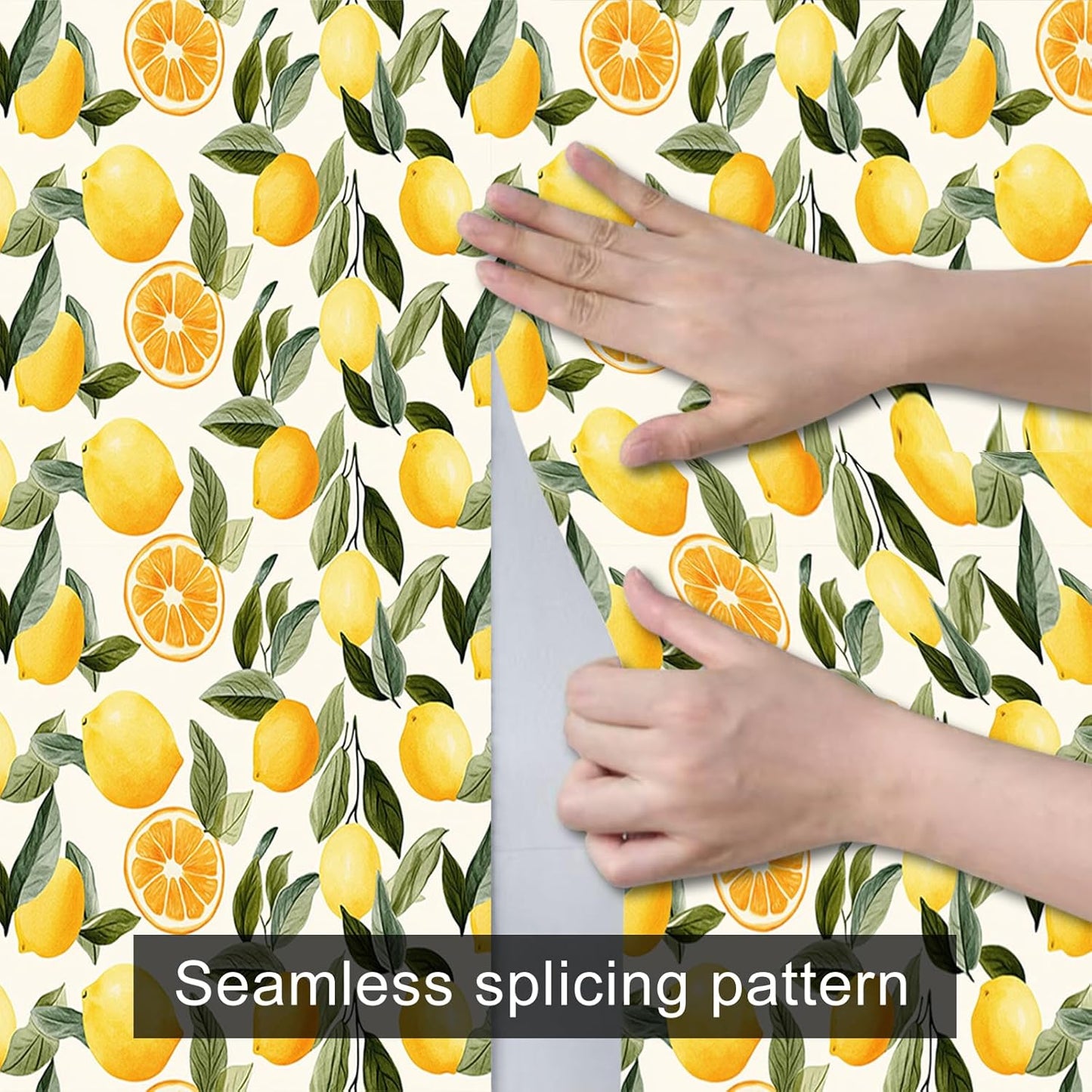 Lemon Leaf Peel and Stick Wallpaper 118.1x17.7 Inch Vinyl | Contact Paper, Wall Covering | Removable Wallpaper, Adhesive Vinyl | Bedroom, Kitchen, Living Room (Lemon Leaf)