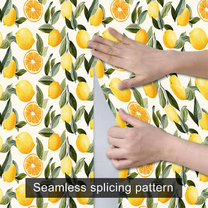 Lemon Leaf Peel and Stick Wallpaper 118.1x17.7 Inch Vinyl | Contact Paper, Wall Covering | Removable Wallpaper, Adhesive Vinyl | Bedroom, Kitchen, Living Room (Lemon Leaf)