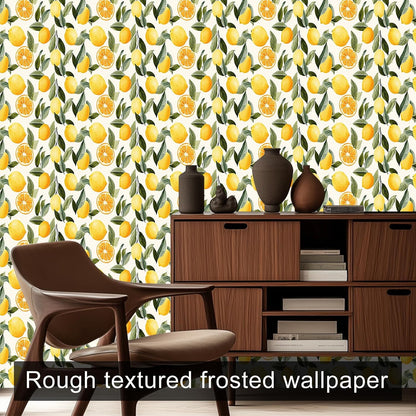 Lemon Leaf Peel and Stick Wallpaper 118.1x17.7 Inch Vinyl | Contact Paper, Wall Covering | Removable Wallpaper, Adhesive Vinyl | Bedroom, Kitchen, Living Room (Lemon Leaf)