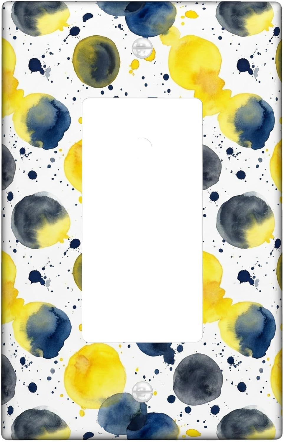 Dots Single Rocker Light Switch Cover, Modern Artistic Splatters Circles Summer Yellow Plastic Standard Size Switch Plate Decorative for Home Living Room New Apartment Decor