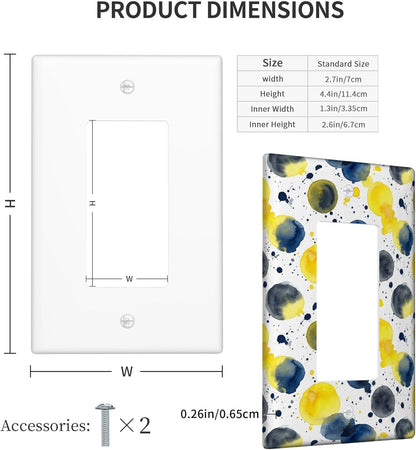 Dots Single Rocker Light Switch Cover, Modern Artistic Splatters Circles Summer Yellow Plastic Standard Size Switch Plate Decorative for Home Living Room New Apartment Decor