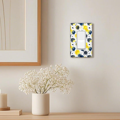 Dots Single Rocker Light Switch Cover, Modern Artistic Splatters Circles Summer Yellow Plastic Standard Size Switch Plate Decorative for Home Living Room New Apartment Decor