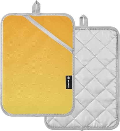 2 Pack Pot Holders, Solid Color Yellow Light Gradient Oven Mitts Hot Pads Sets for Ovens Cooking Baking Pans, Square 7x9.8 in