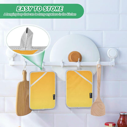 2 Pack Pot Holders, Solid Color Yellow Light Gradient Oven Mitts Hot Pads Sets for Ovens Cooking Baking Pans, Square 7x9.8 in