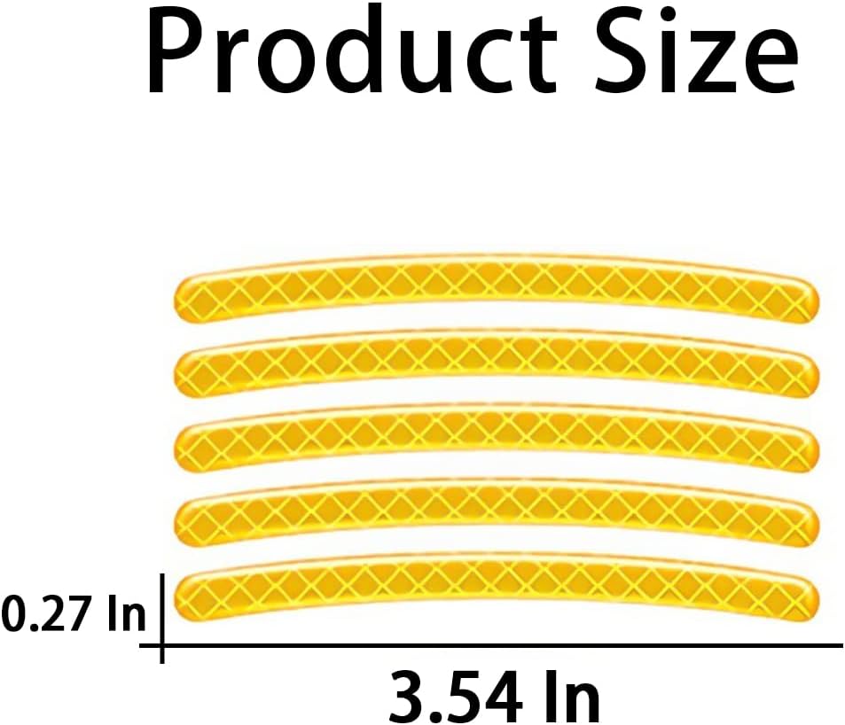 20PCS Reflective Car Wheel Decorative Stripe Stickers, Night Safety Warning Tape Sticker, Anti-Scratch Tire Rims Sticker, Auto Decals Exterior Fluorescent Accessories for Motocycle Bike (Yellow)