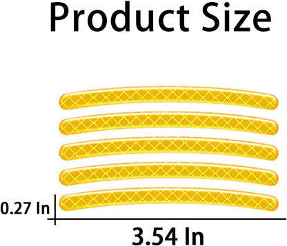 20PCS Reflective Car Wheel Decorative Stripe Stickers, Night Safety Warning Tape Sticker, Anti-Scratch Tire Rims Sticker, Auto Decals Exterior Fluorescent Accessories for Motocycle Bike (Yellow)