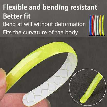 20PCS Reflective Car Wheel Decorative Stripe Stickers, Night Safety Warning Tape Sticker, Anti-Scratch Tire Rims Sticker, Auto Decals Exterior Fluorescent Accessories for Motocycle Bike (Yellow)