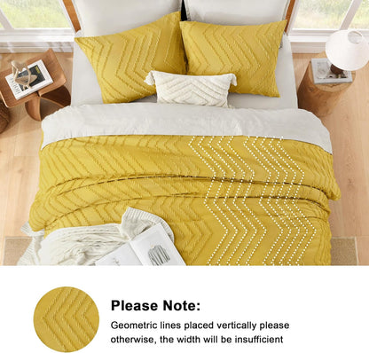 Boho King Comforter Set, 3 Pcs Yellow Lightweight Bedding Set