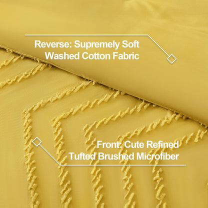 Boho King Comforter Set, 3 Pcs Yellow Lightweight Bedding Set
