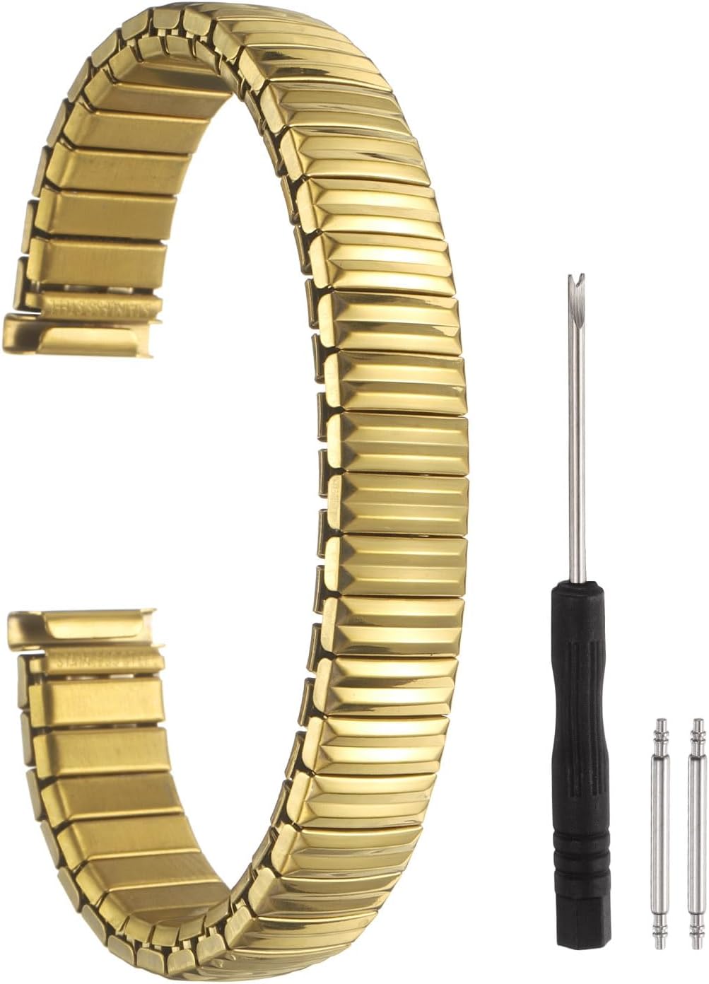Expansion Watch Bands Stainless Steel with Spring Bars Removal Tool for Women Men Metal Replacement Watch Bands