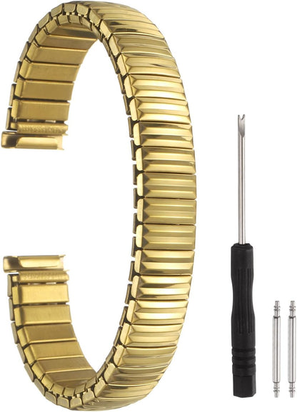Expansion Watch Bands Stainless Steel with Spring Bars Removal Tool for Women Men Metal Replacement Watch Bands