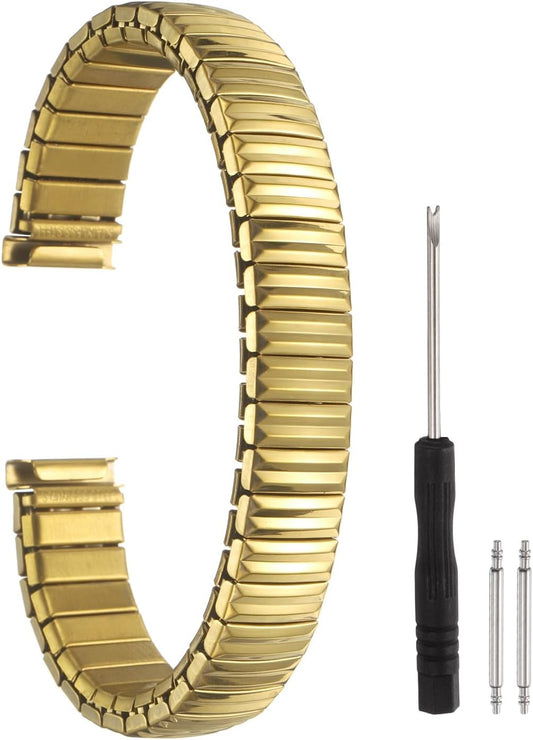 Expansion Watch Bands Stainless Steel with Spring Bars Removal Tool for Women Men Metal Replacement Watch Bands