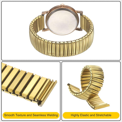 Expansion Watch Bands Stainless Steel with Spring Bars Removal Tool for Women Men Metal Replacement Watch Bands