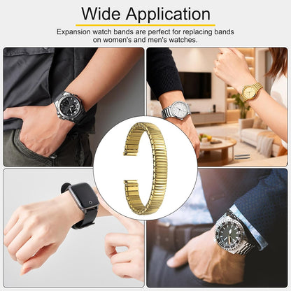 Expansion Watch Bands Stainless Steel with Spring Bars Removal Tool for Women Men Metal Replacement Watch Bands