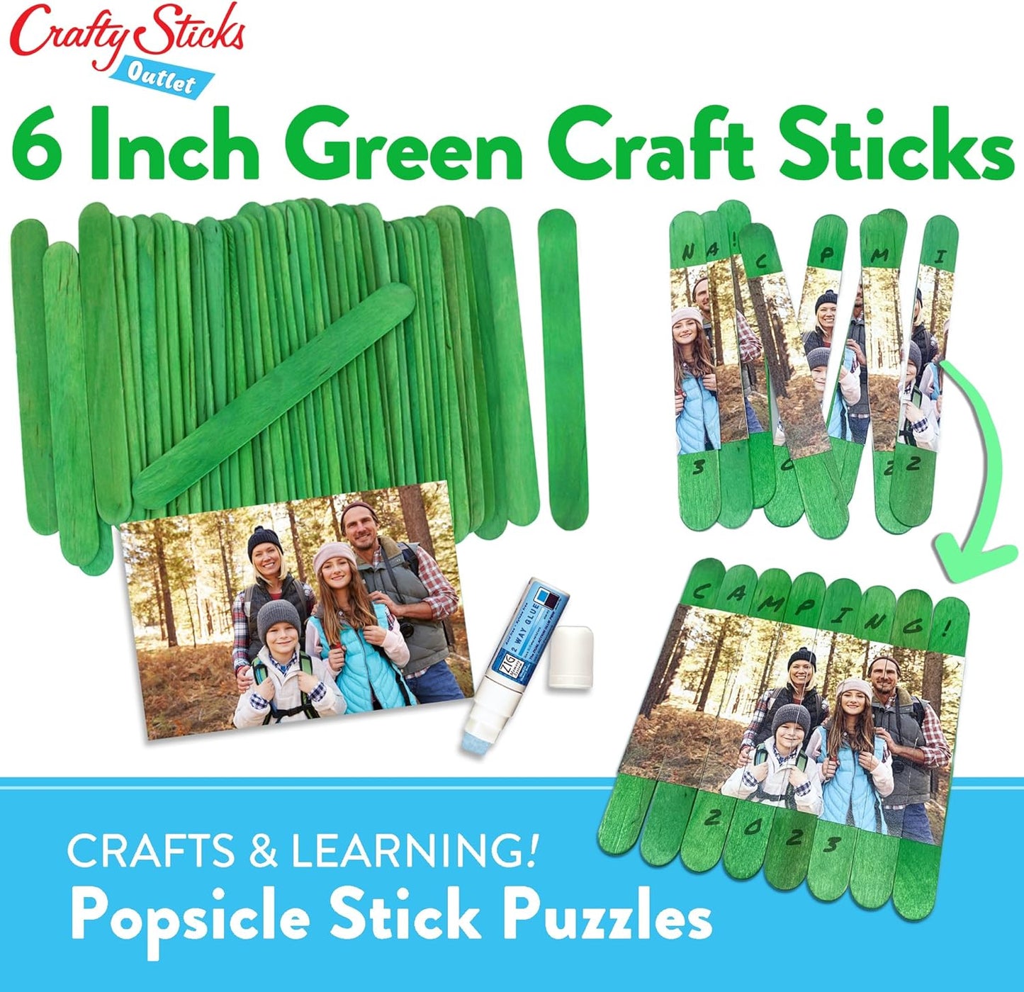 6 Inch Jumbo Craft Sticks, Yellow, 100 Pack | Jumbo wood sticks; actual size 5.9 x 0.7 in. Wider than standard popsicle sticks for crafts, classrooms and STEM projects.